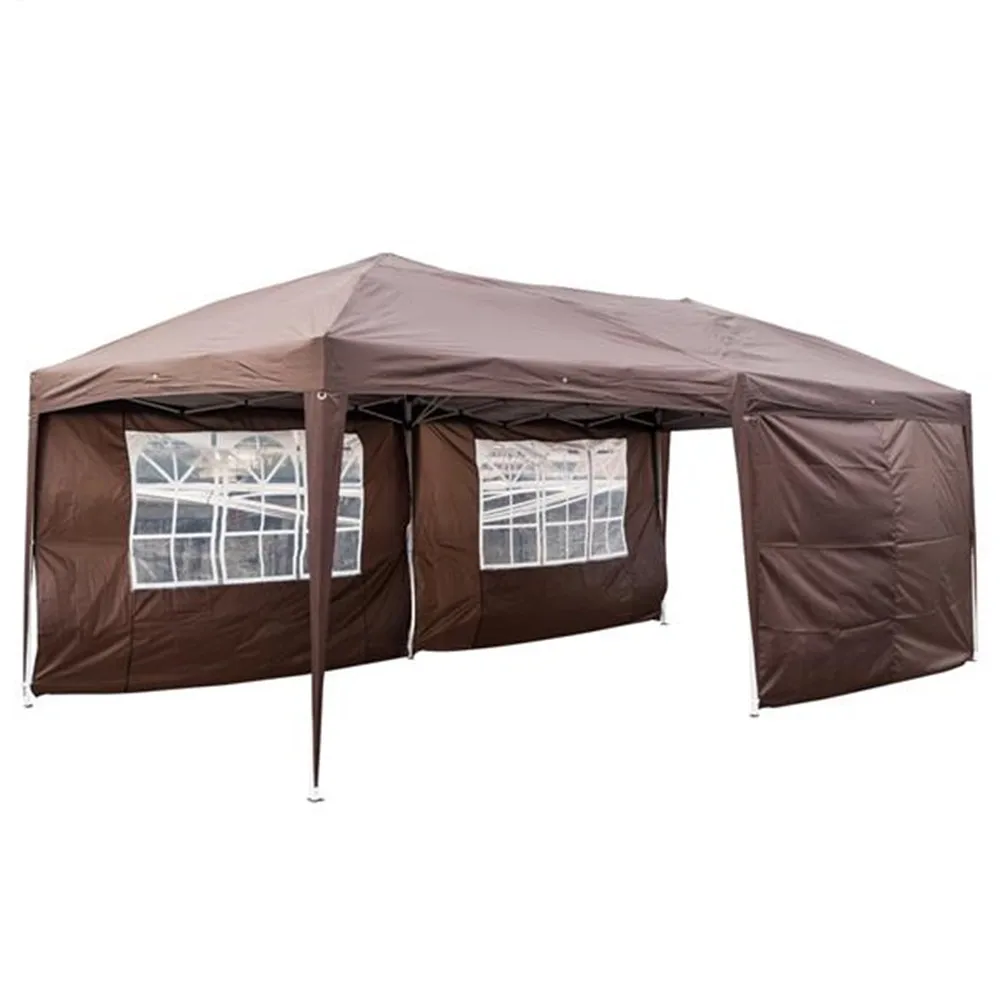 High Quality 3 x 6m Two Windows Practical Waterproof Folding Tent Dark Coffee Folding Tent with 2 windows
