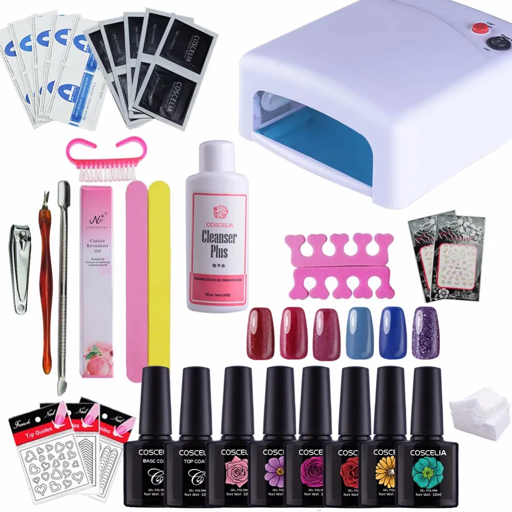 

36W UV Lamp Gel Polish Base and Top Nail Tools Kit Set For Nail Gel 6 Colors Gel Nail Polish Set Acrylic Nail Kit Manicure Set