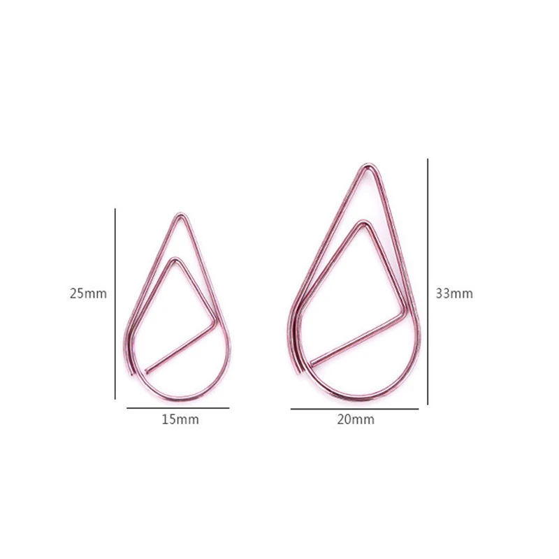 50 шт./лот, металлические зажимы в форме капли, золотого и серебряного цвета, кавайные милые закладки, канцелярские принадлежности для офиса и школы