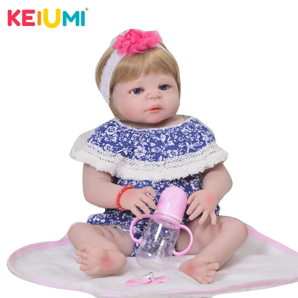 

Elegant 23' 57 cm Baby Reborn Girl Full Silicone Body Reborn Dolls Gold Hair Lovely Kids Playmates Baby Toys Girl Birthday Gifts