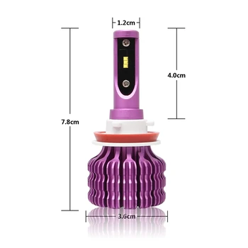 

H11 X9 2Pcs Car LED Headlight Bulbs 6000K 36W 1800LM LED Headlamp Fog Light purple