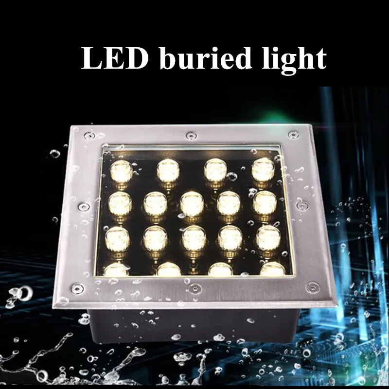 

9W 12W 16W Square Underground Light Led Outdoor Waterproof Colorful Buried Light Park Patio Embedded Lawn Shoot Tree Light