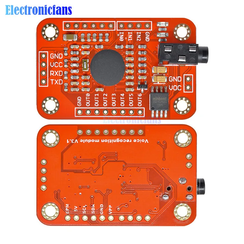 Модуль распознавания скорости голоса V3 совместим с поддержкой Arduino 80 видов голоса DC 4,4-5,5 В высокая точность