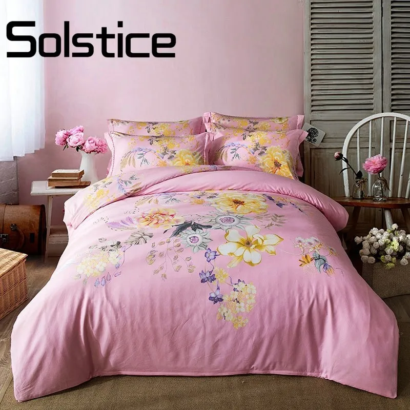 

Solstice Home Best Sellers Garden Flowers LPulverized Kapok Duvet Cover 2018 New Soft Cotton Bedlinens Flat Sheet Pillow 30