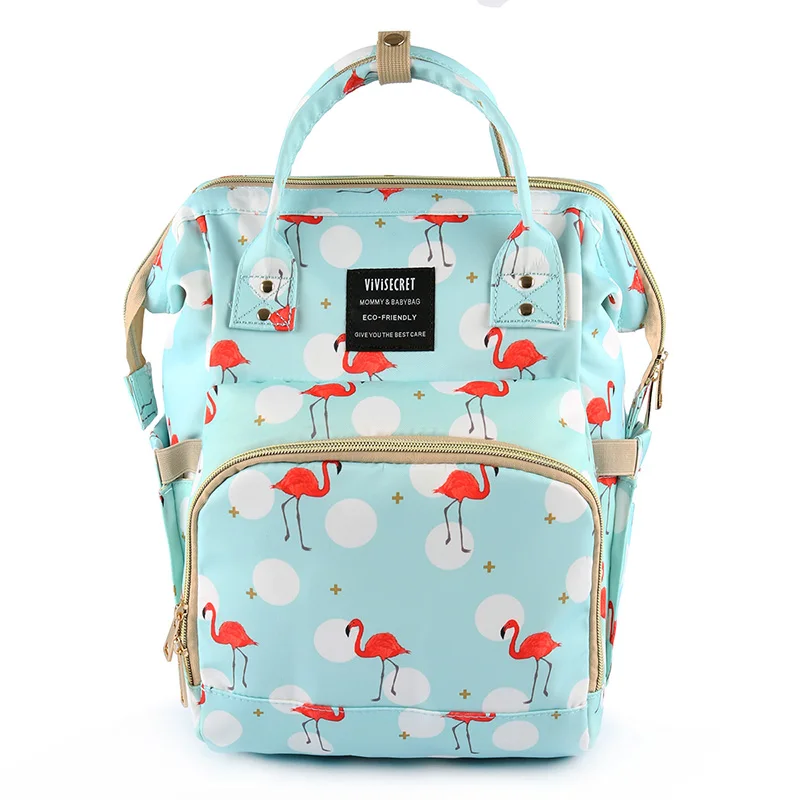 Единорог мумия сумки материнства подгузник рюкзак для кормления сумка для ухода за ребенком цветочный принт большой емкости путешествия Висячие пеленки сумка - Цвет: Flamingos33x23x15cm