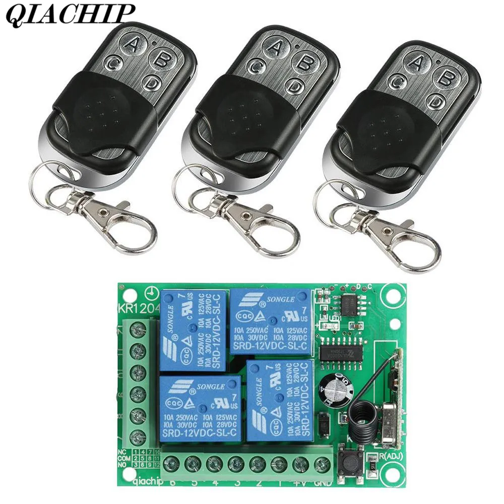 

S05 Universal Wireless Remote Control Switch DC12V 4CH relay Receiver Module and 3pcs 4 channel RF Remote 433 Mhz Transmitte