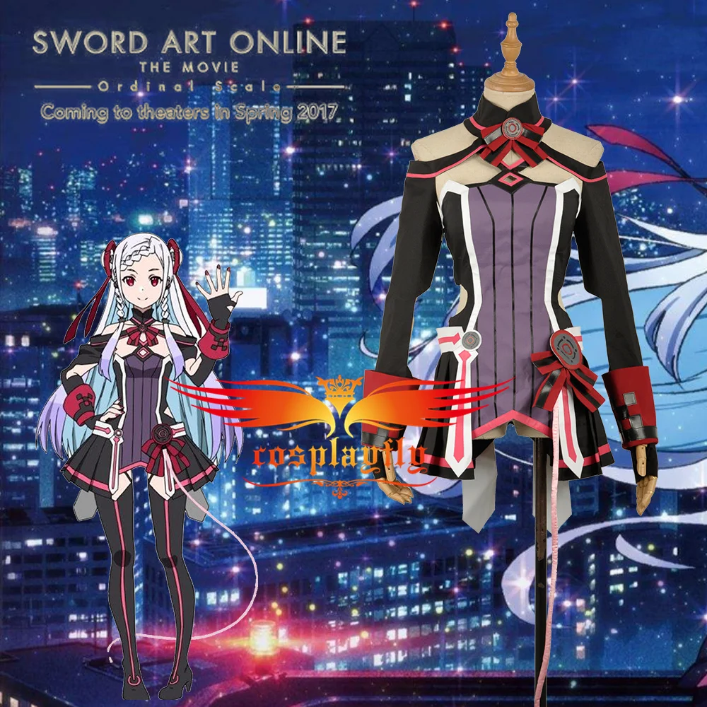 Sword Art Online фильм: Ordinal Scale YUNA сексуальный карнавальный костюм на заказ для взрослых женщин фиолетовые обтягивающие платья чулки шпилька