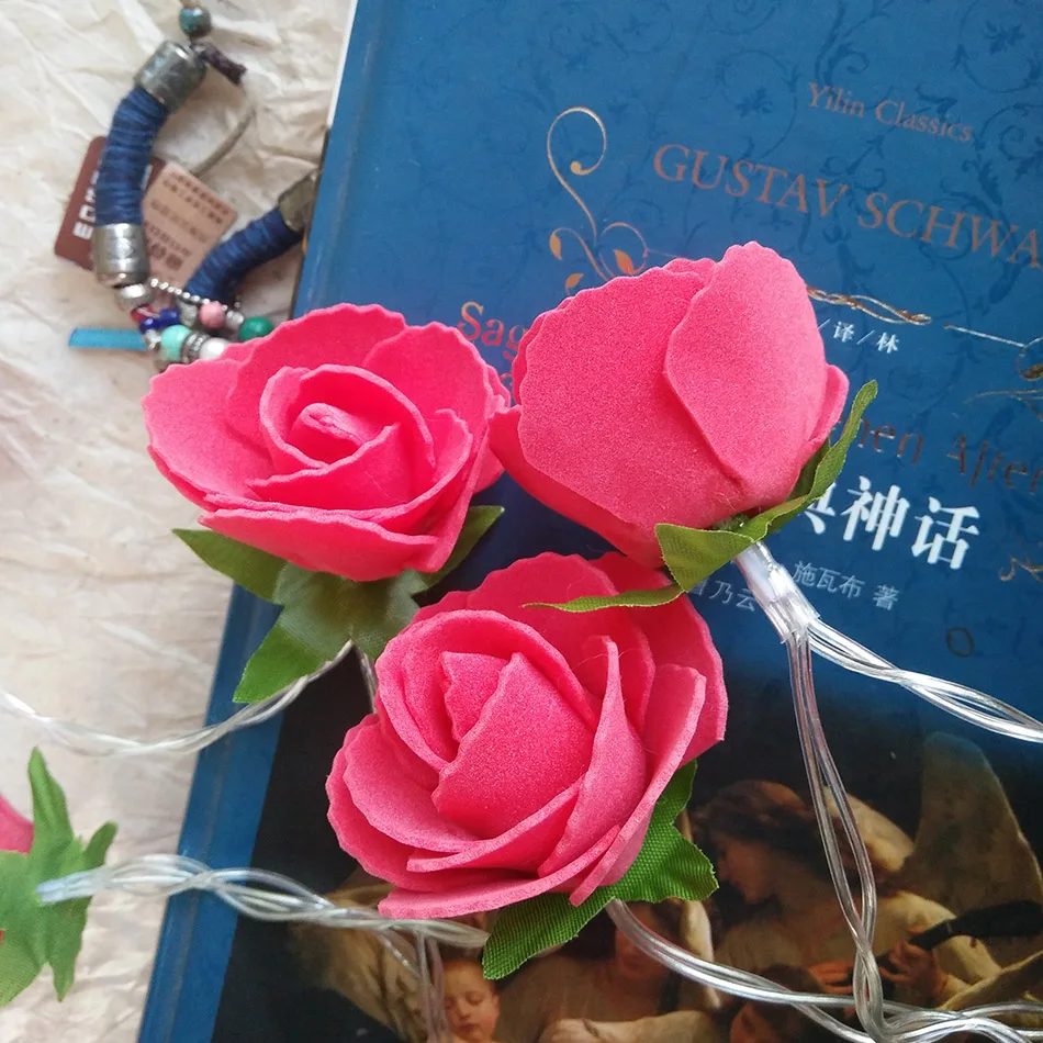 Творческий DIY красная роза светодиодный огни строки, AA Батарея цветочный праздник освещения, события праздничное украшение для вечеринки