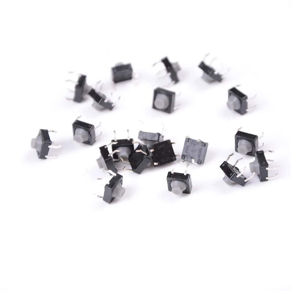 

20pcs/lot 8x8x5MM 4PIN Conductive Silicone Soundless Tactile Tact Push Button Micro Switch Self-reset
