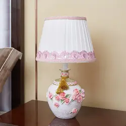 Современная розовая роза настольная лампа Abajurs гостиная домашний декоративные светильники Настольная ткань спальня прикроватный ночник
