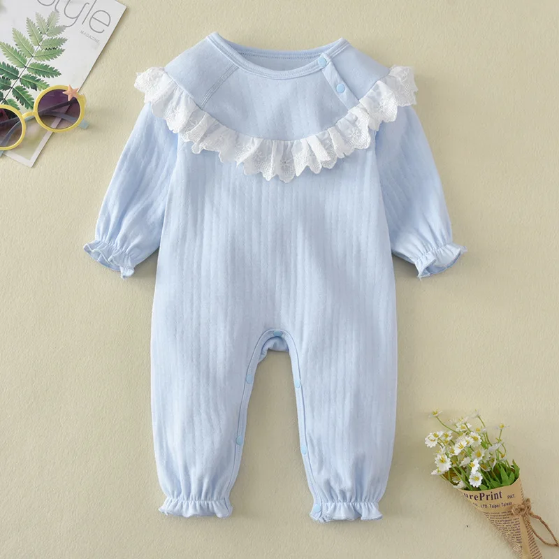 

Jumpsuits Buttons-Up 100% Cotton Long-Sleeves Cute Absorbent Breathable Coveralls 3-12 Months