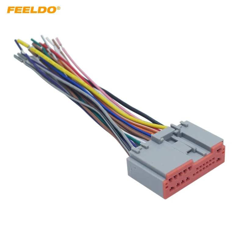 FEELDO 1PC Car Radio Player Wiring Harness Audio Stereo Wire Adapter