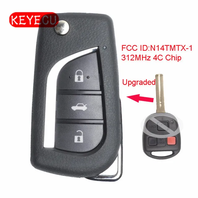 Обновленная флип карта Keyecu для Lexus RX300 1999 2003 312 МГц 4C Чип идентификатор FCC: Φ|id 4c|fob