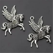 

WKOUD 3pcs Silver Plated Flying Horse Glamour Fashion Necklace Key Chain DIY Metal Jewelry Alloy Pendants A977
