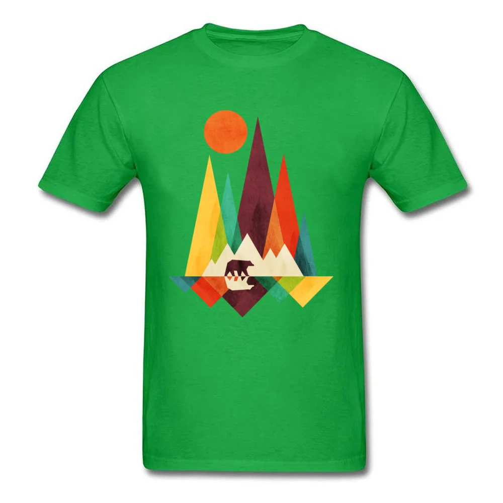 Round Collar Mountain Bear 100% Cotton Fabric Men Top T-shirts 3D Printed Short Sleeve Tops Shirt Company Summer Tee Shirt Mountain Bear green