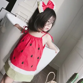 

2018 INS HOT 2 PC BABY GIRL CLOTHES GIRLS CLOTHING KIDS watermelon red DRESSES VESTIDO kids dresses for girls head band dresses