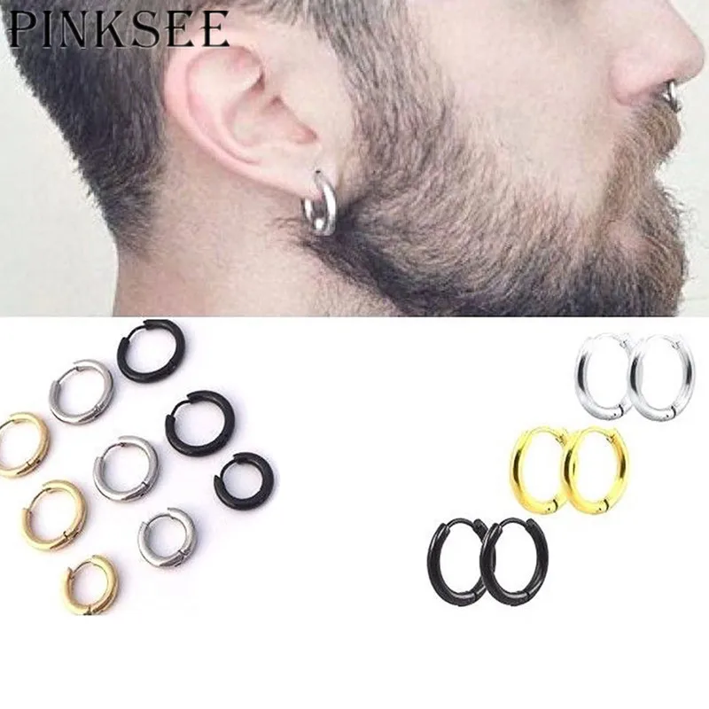 

PINKSEE Women Men Fashion Earrings Stud Stainless Steel Material Anti Allergy 3 Color Trendy Style Earrings Jewelry