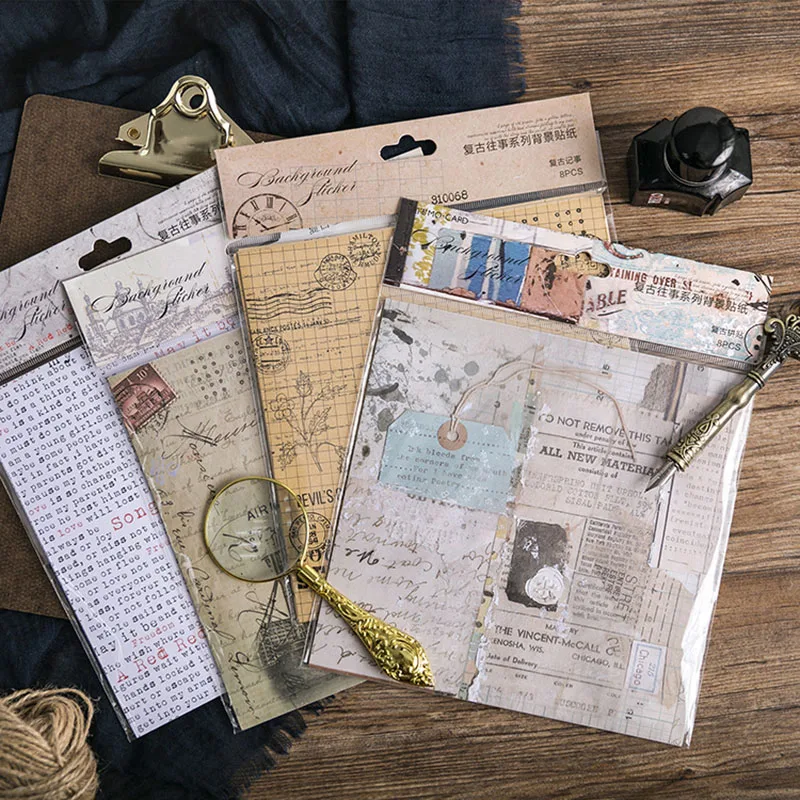 

8pcs/pack Vintage Memories Stickers Set DIY Scrapbooking Dairy Photo Album Phone Decorations Planner Stationery Stickers