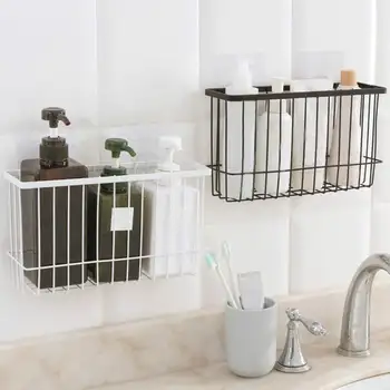 

1PC Wrought Iron Wall-mounted Storage Basket Bathroom Storage Basket Free Punch Hanging Drain Basket Kitchen Holder