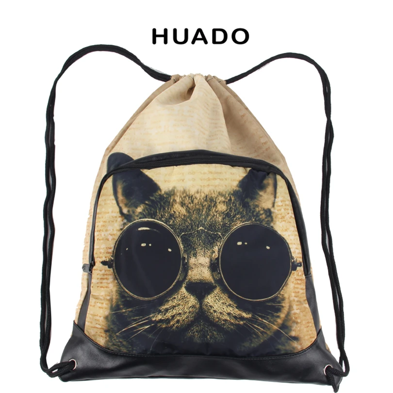 

New Design hot selling unisex animal printed DIY drawstring backpack for women girls