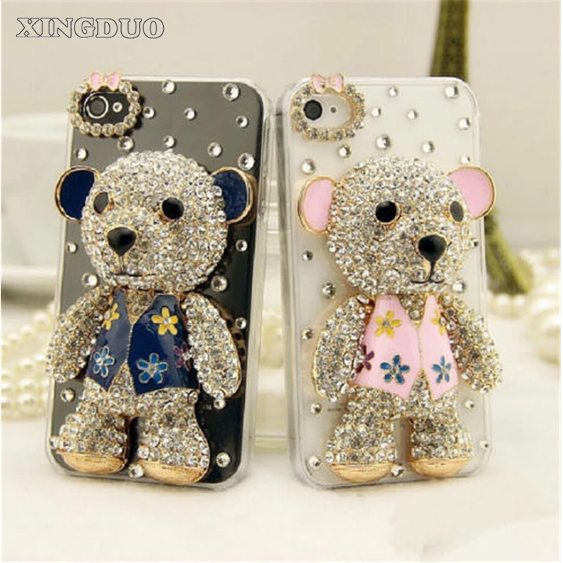 XINGDUO Luxury Bling Lovely Bear Rhinestones Diamonds Hard