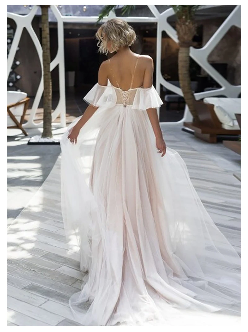 Лори свадебное платье Спагетти ремни зашнуровать A-Line невесты платье белого цвета слоновой кости образец Vestido De Casamento изготовленный на заказ размер
