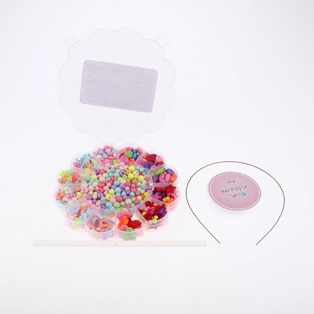 520 Pieces Colorful Acrylic Craft Beads Kit for Kids Girl Jewelry DIY Making