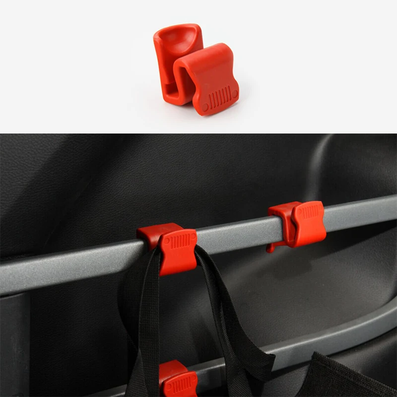 Car Rear Trunk Cargo Grocery Bag Hook Retainer Red For Jeep Cherokee