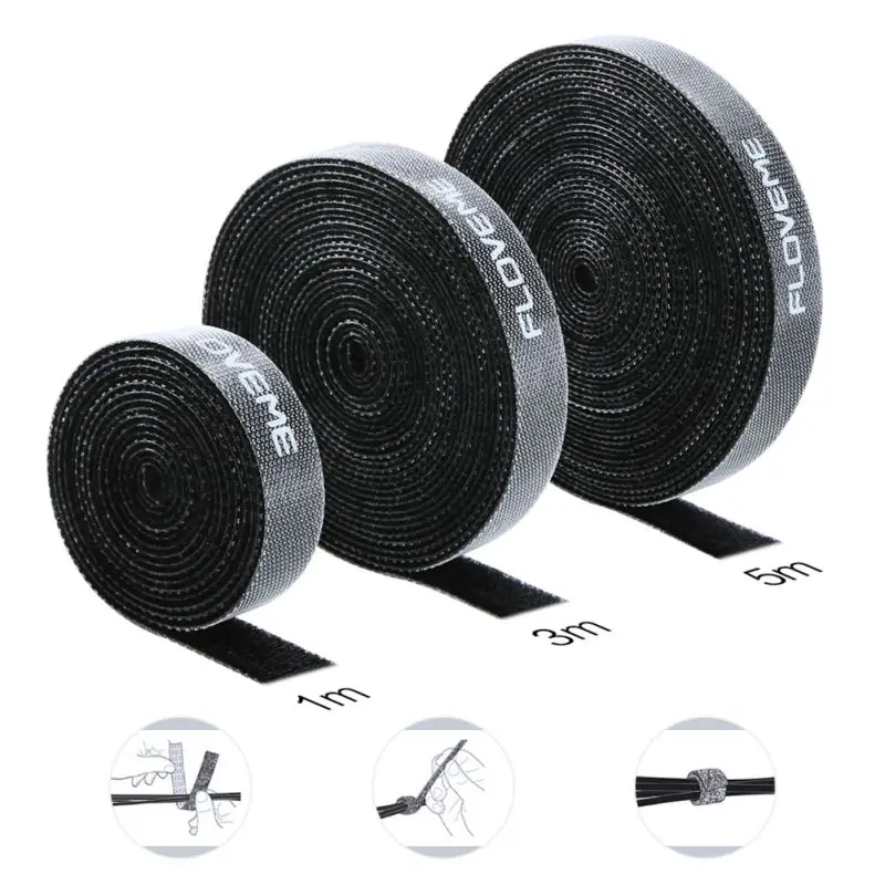 

Wire For Cable Management with Adhesive Reusable Fastening Hook and Loop Tape Cable Ties Cord Organizer