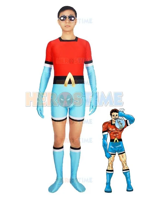 the 1st aqualad garth costume halloween cosplay adult blue red spandex superhero costumes zentai suit
