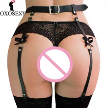 Красные кожаные подвязки, пояс со съемным О-образным кольцом, ремень для ног в стиле панк-рок, бантик, подтяжки для женщин, сексуальные подвязки, чулки в готическом стиле, 553