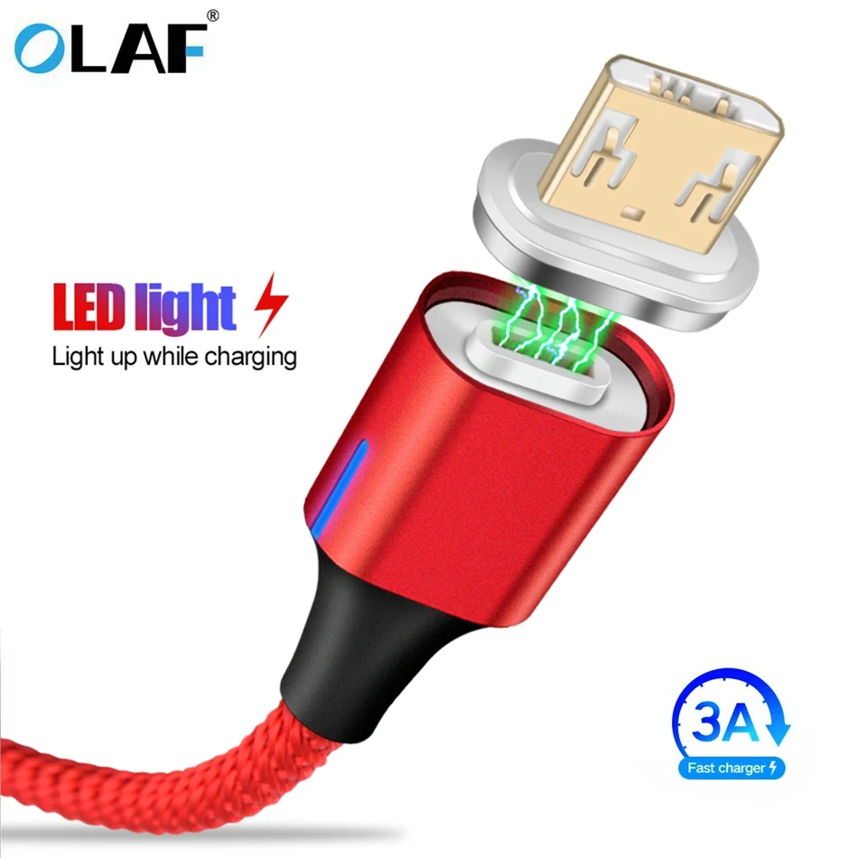 Магнитный кабель Micro USB OLAF для Samsung Galaxy Note 8 быстрой зарядки Xiaomi Redmi 5 QC 3 0
