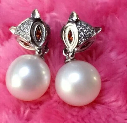 

hot sell new - free shipping 13378 a pair of 10-11mm Australian south sea white pearl earrings