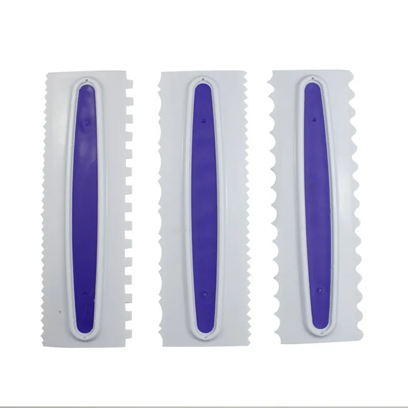 

3PCS/Set Purple Pastry Icing Comb Set Plastic Fondant Spatulas Gift Scraper Baking Decorating Tool Kitchen Bakeware Tools