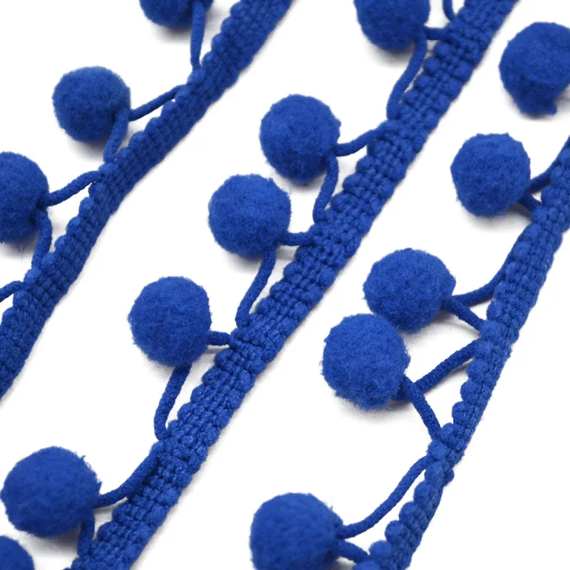 5 ярдов кружево с помпонами отделка шар 1,2 см жемчужный помпон лента с бахромой швейная кружевная вязаная ткань ручной работы аксессуары для рукоделия - Цвет: royal blue