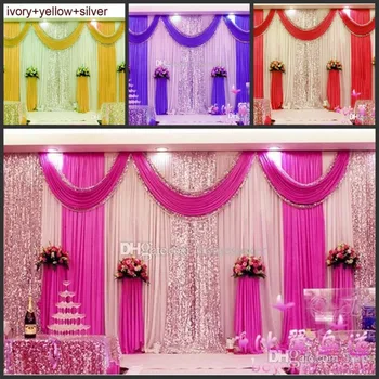 

New Arrival 3m*6m wedding backdrop swag Party Curtain Celebration Stage Performance Background Drape With Beads Sequins Edge