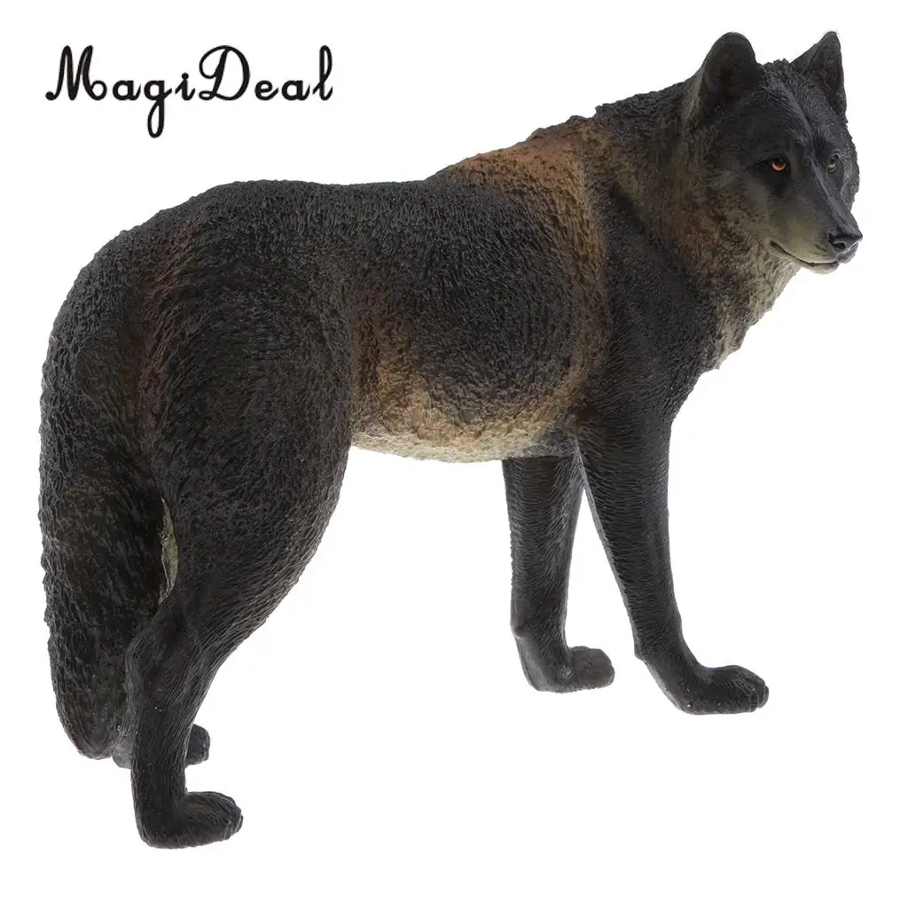 MagiDeal PVC Realistic Animal Model Figurine Action Figures Playset Kids Toy Table Ornament Home Decor Wolf 2Colors