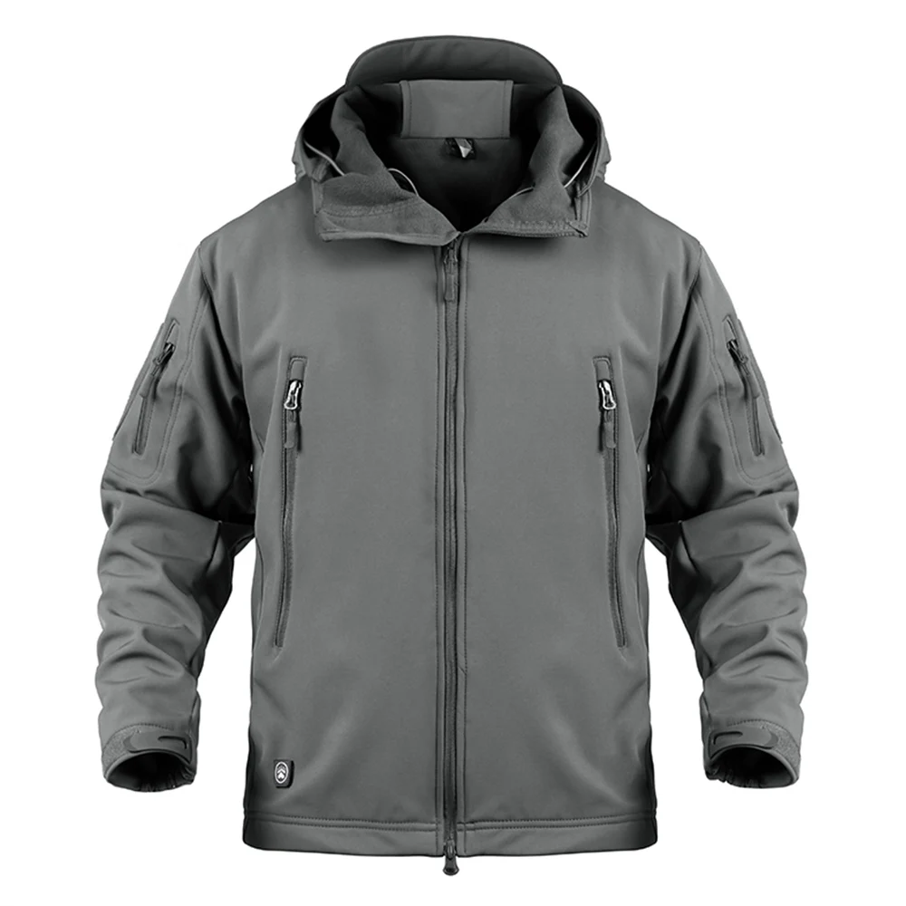 Зимняя теплая водонепроницаемая куртка для мужчин, непромокаемый флисовый комплект софтшелл, камуфляжная одежда для охоты, треккинговые штаны для походов, рыбалки, альпинизма для женщин - Цвет: gray jacket