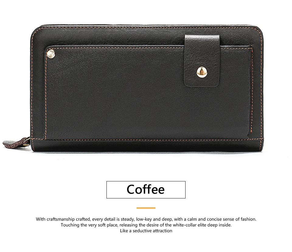 11 Men's Wallet Genuine Leather Wallet MaleMen Clutch Bags Long Clutch Purse for Men Walllets with Coin Zipper for Credit Card