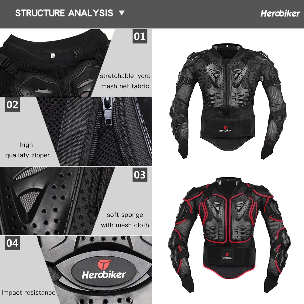 HEROBIKER мотоциклетная куртка мотоциклетная Броня Защитное снаряжение корпус Броня гоночная Мото куртка мотокросса одежда протектор защита