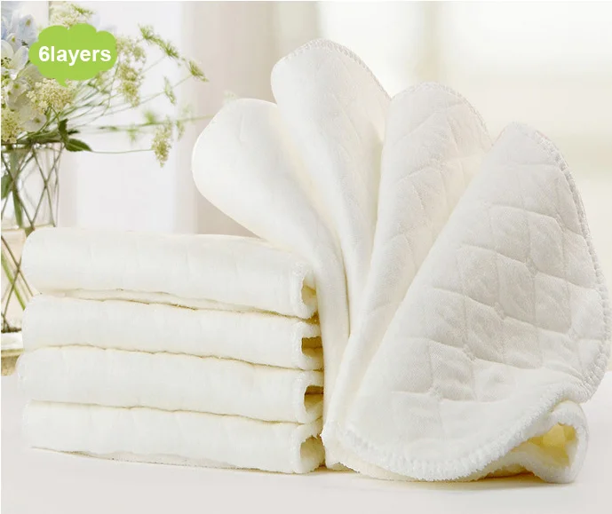 Prefold organic eco cotton reusable diaper liners baby diapers inserts