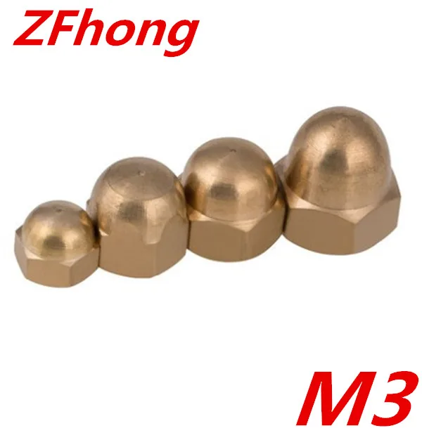 50pcs DIN1587 Acorn Nuts M3 Copper Bronze Brass Cap Nut Acorn Dome Head Hex Nuts M3in Nuts from