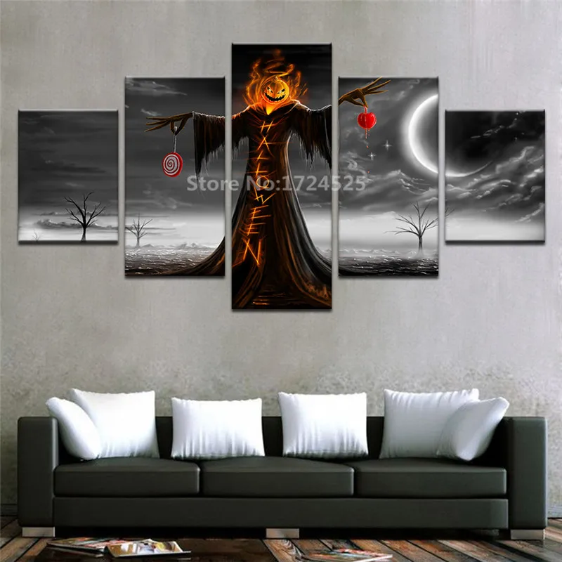 Home-Decor-Canvas-Painting-Wall-Art-Frame-HD-Prints-5-Pieces-Halloween-Night-Pumpkin-Poster-Living (1)