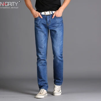 

NIGRITY Brand New Men's Fashion Jeans Hot Jeans For Young Men Sale Men's Pants Casual Slim Cheap Straight Trousers Free Shipping