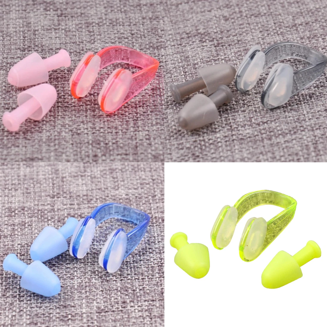 

New Soft Silicone Swimming 2 Ear Plugs Earplugs EarPlugs + Nose Clips Gear Set Swimming Pool Accessories Water Sports