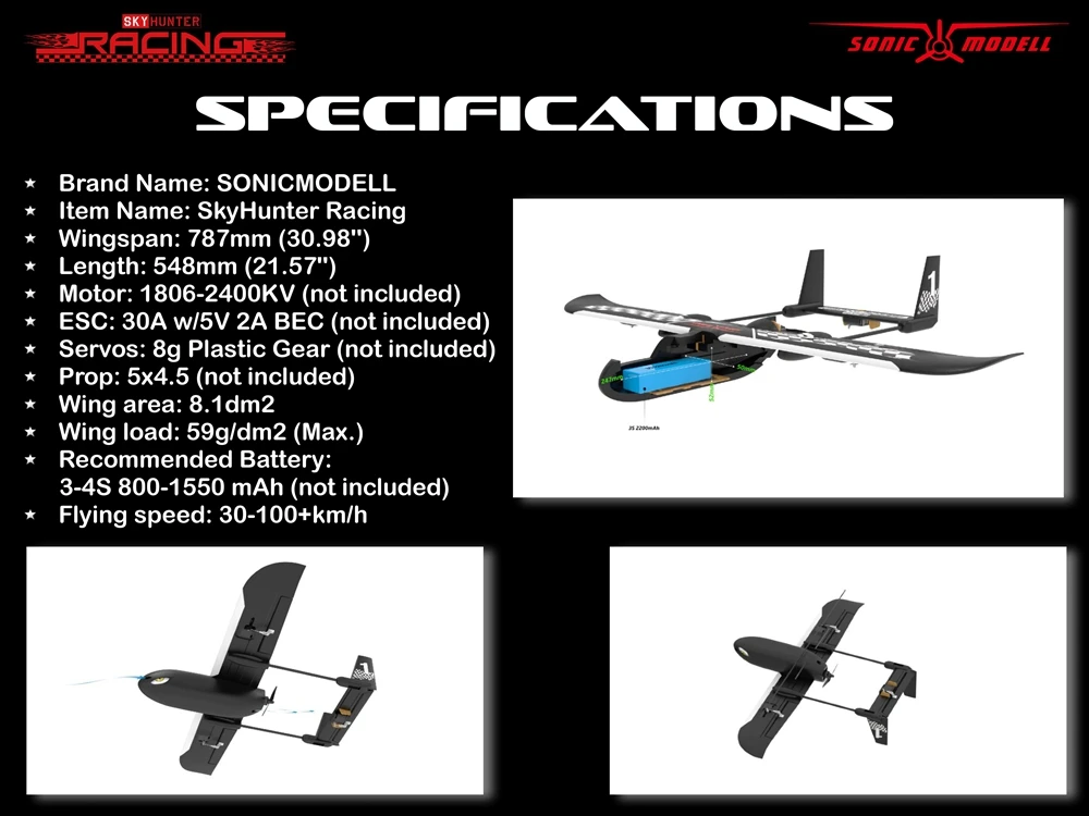 Sonicmodell Skyhunter гоночный самолет 787 мм размах крыльев EPP FPV Самолет RC самолет гонщик набор уличные игрушки RC самолет для подарков