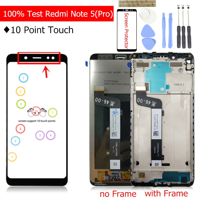 

for Xiaomi Redmi Note 5 Pro LCD Display with Frame Touch Screen Digitizer LCD Redmi Note 5 China Assembly Repair Parts