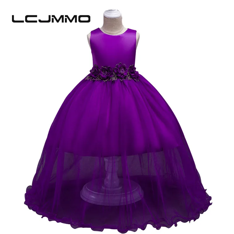 

lememogo Summer 2017 Floral Girls Bow Dress Wedding Pageant Multi-color Princess Dress Sleeveless Mesh Girls for Children Dress