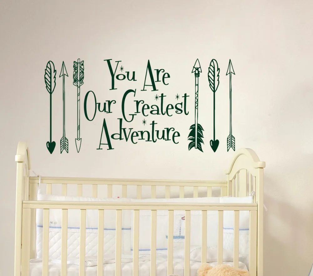 

You Are Our Greatest Adventure Arrow Feather Arrows Quote Wall Decal Vinyl Sticker Decals Quotes Art Kids Baby Room Decor M-108