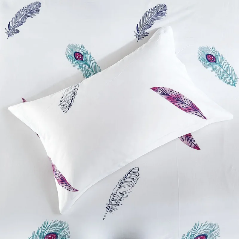 2PCS of new feather theme pillow case for house and hotel beddingin